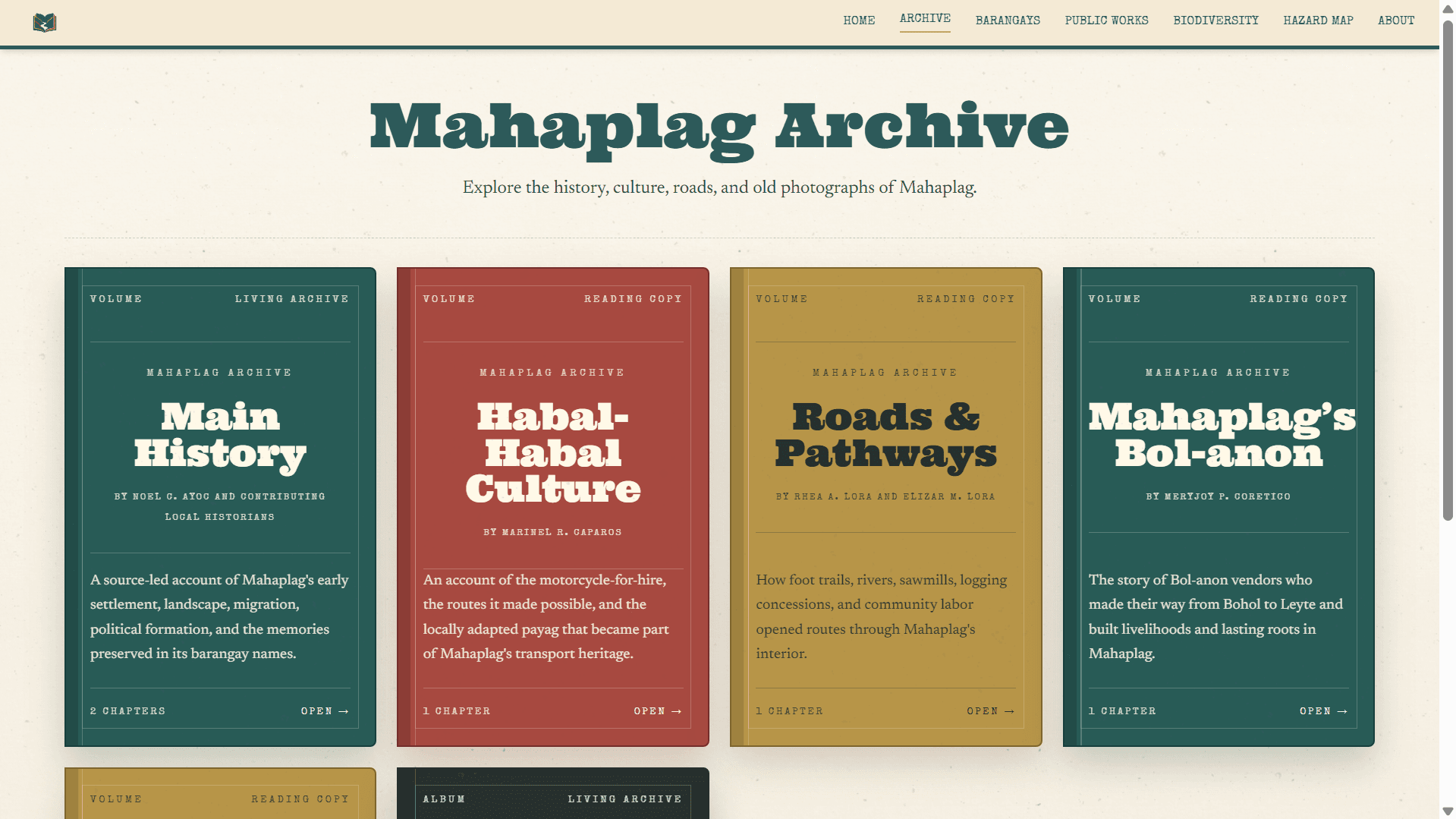 Mahaplag Archive collection of local history volumes