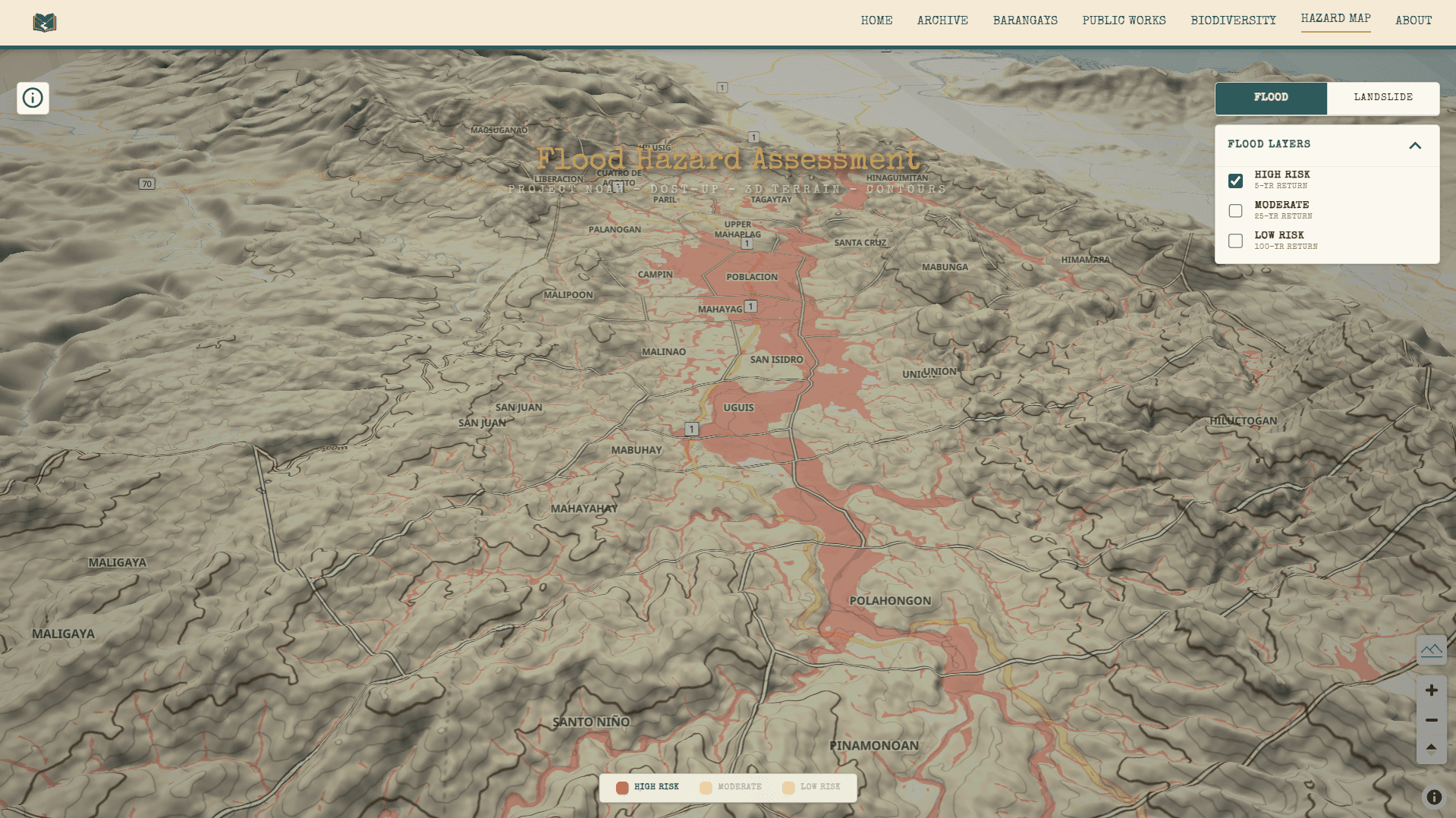 Mahaplag Archive interactive three-dimensional flood hazard map